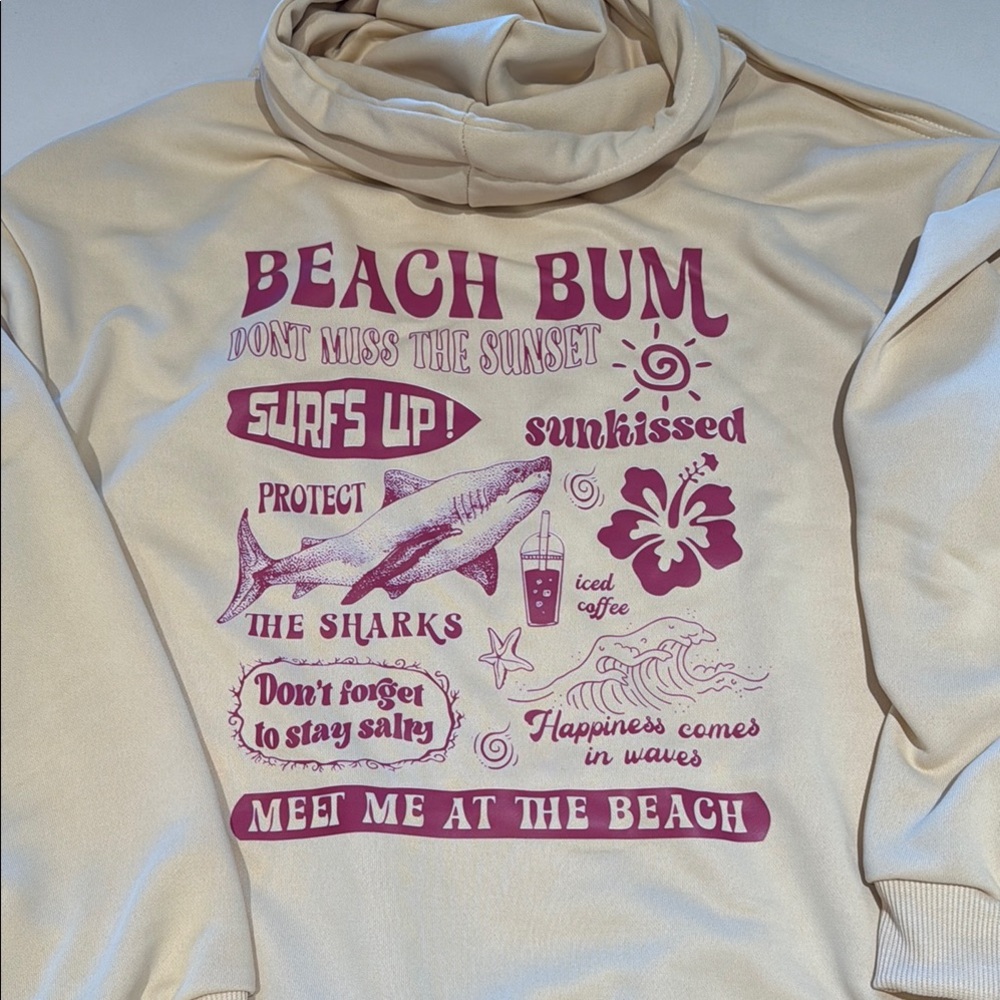 Cream Beach Bum Graphic Sweatshirt size Medium - new without tags
